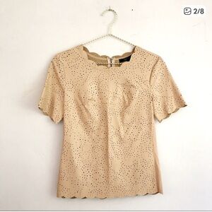 BCBG Beige Scalloped Blouse